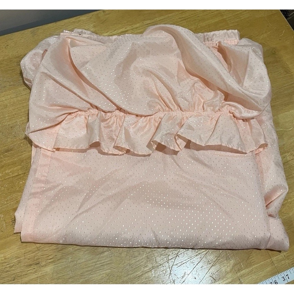 Vtg Davison Home Peach Fabric‎ Shower Curtain Balloon Valance Diamond Pattern
